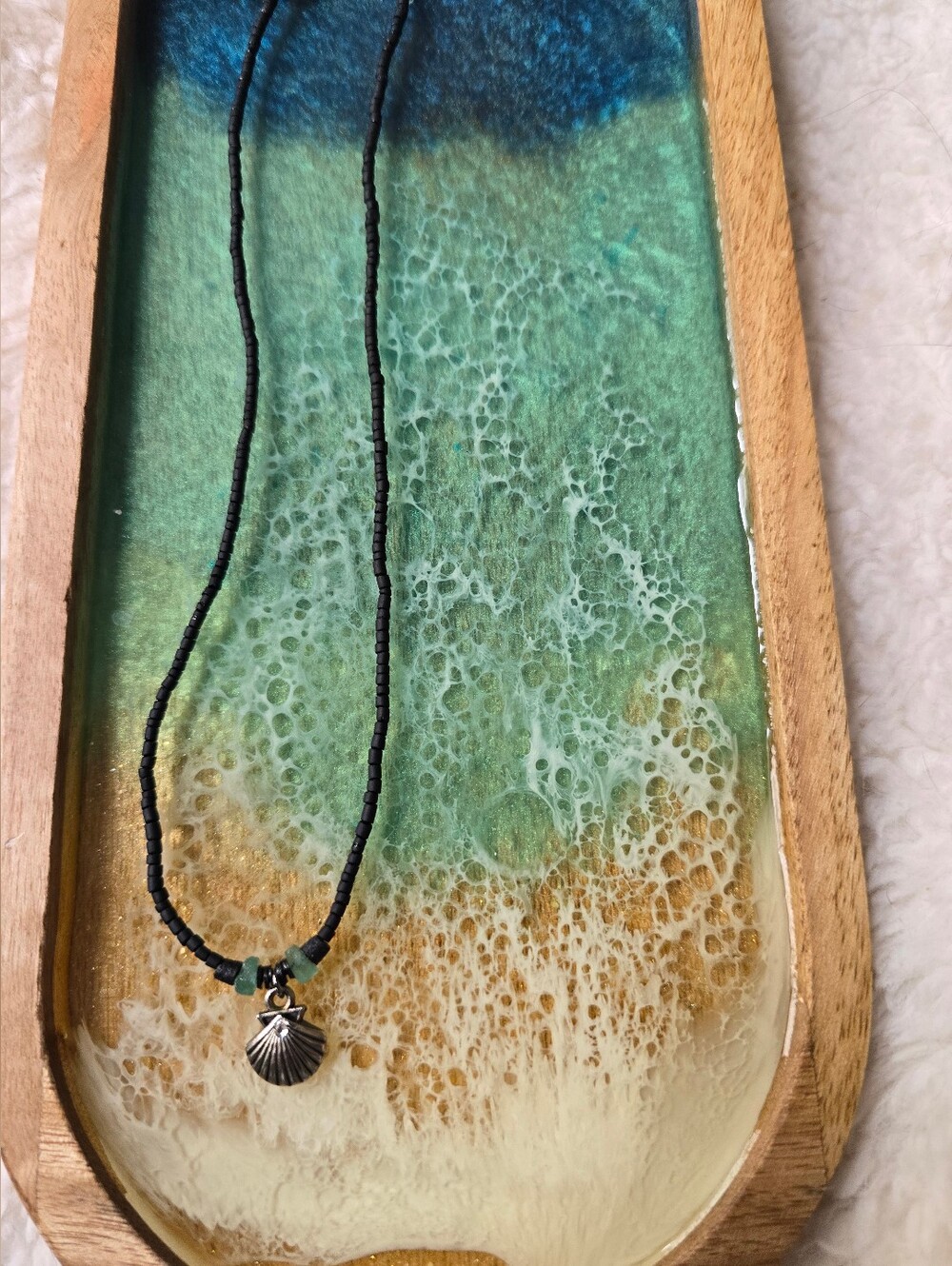 Sea Glass Shell Choker 16" Hand Made
